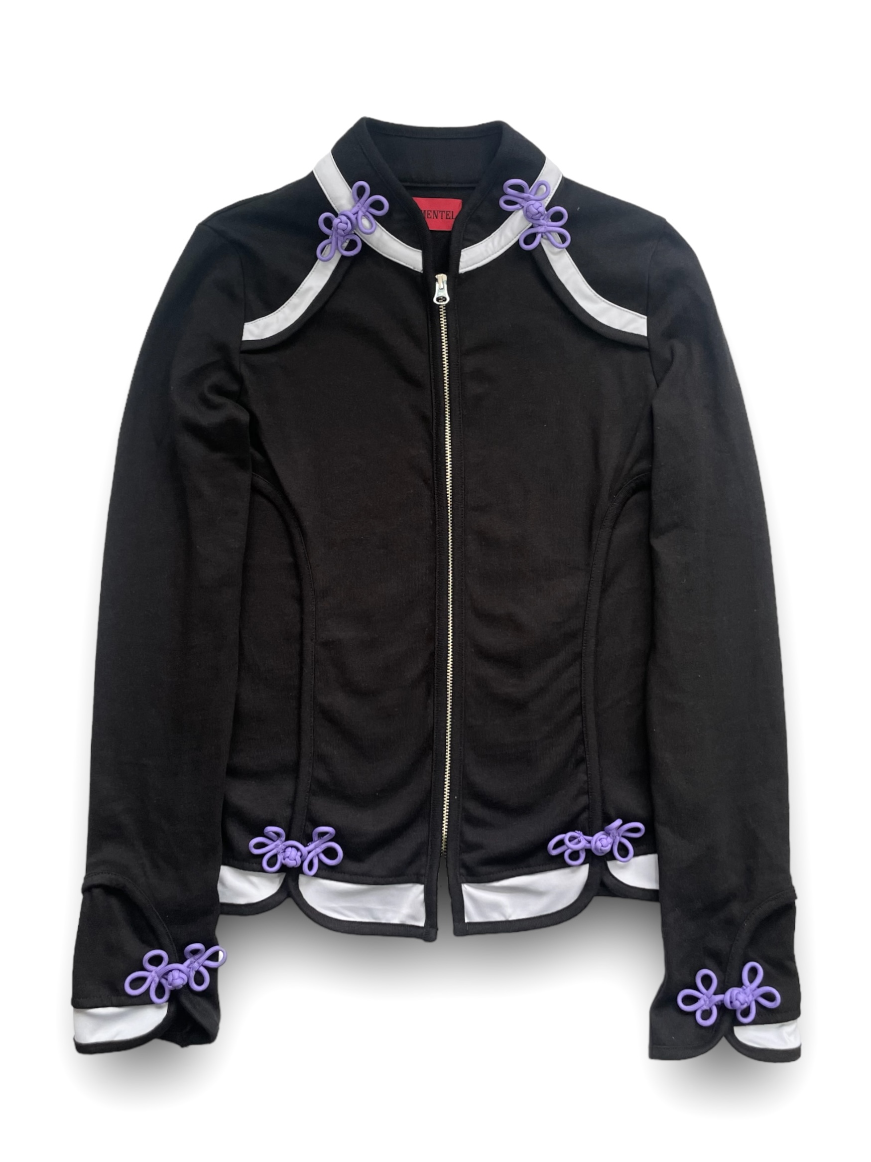 Black Gray Purple Button Zip-up Jacket