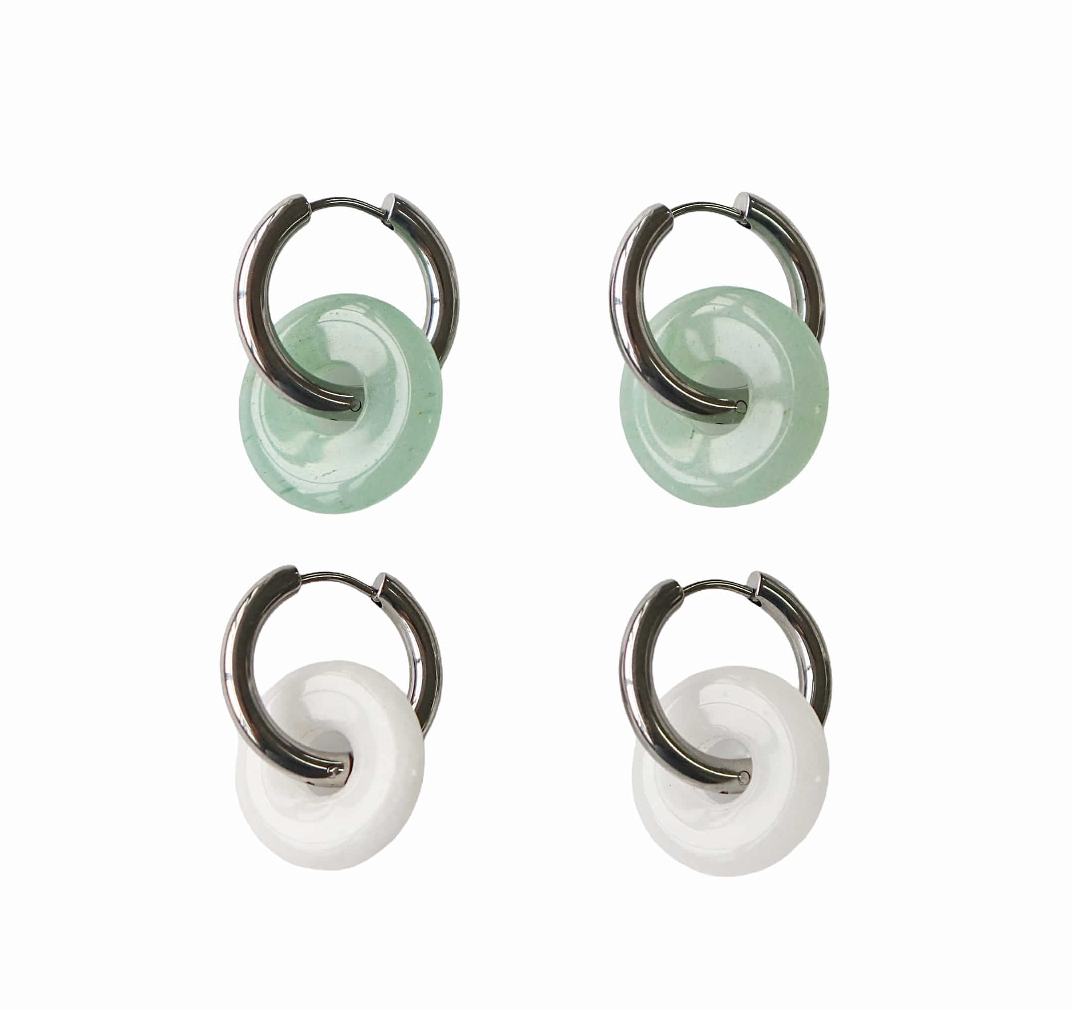 白瑪瑙 , Aventrine bold ring earring