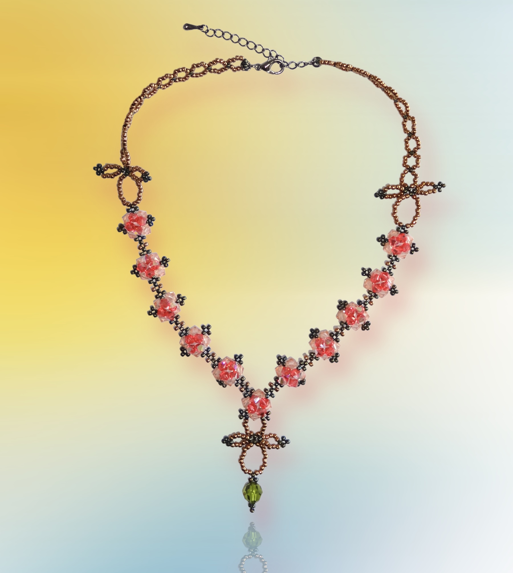 Rose swarovski beads necklace