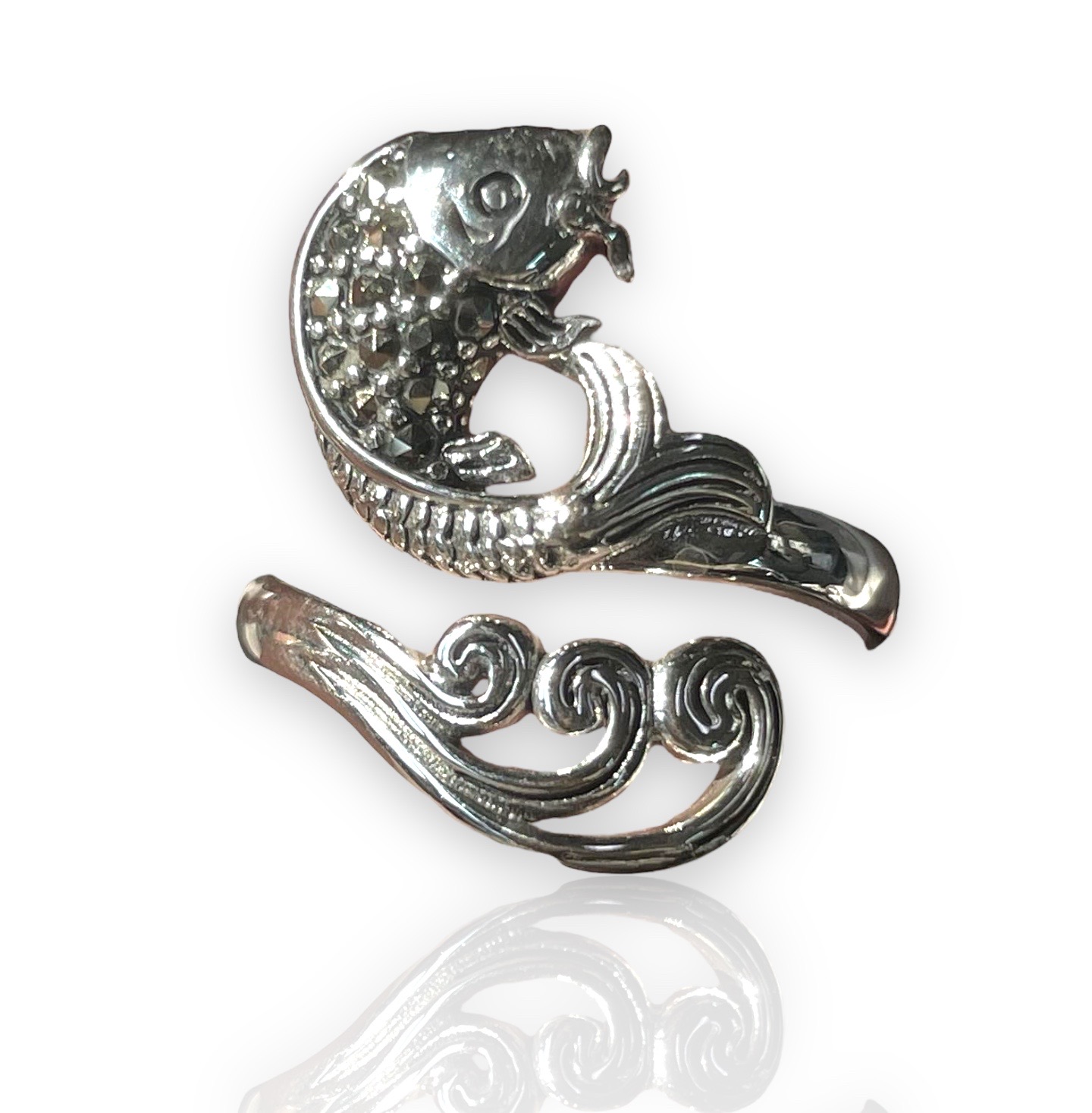 marcasite fish open ring