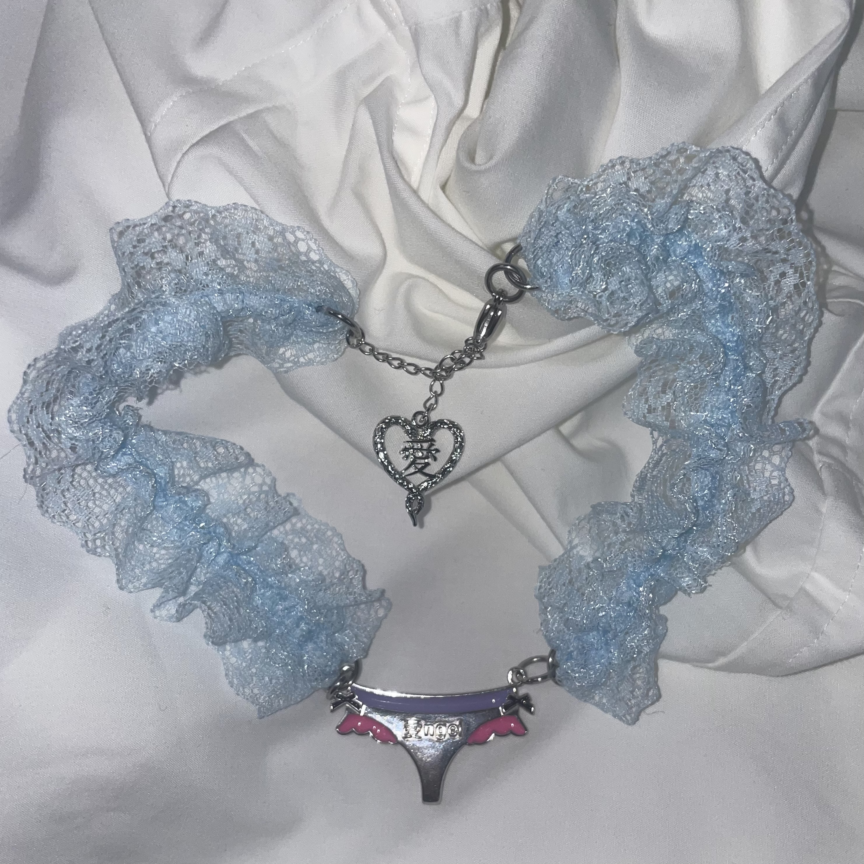 Angel lace necklace - Sky blue  [restock]